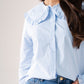 Ally Frill Collar Shirt In Sky Blue