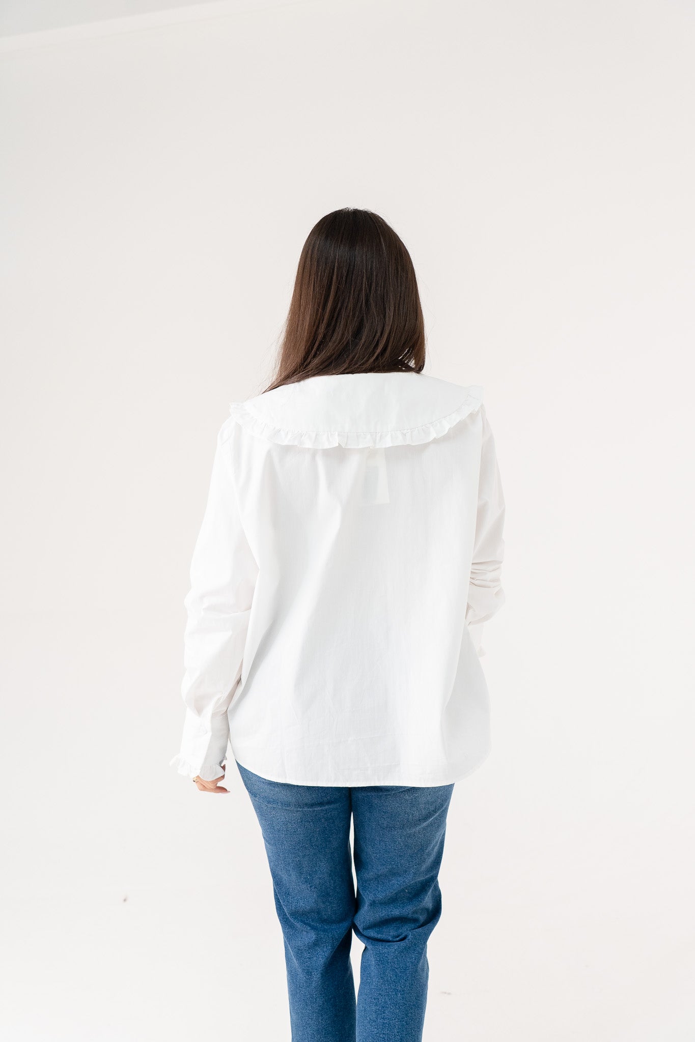 Ally Frill Collar Shirt In Cream
