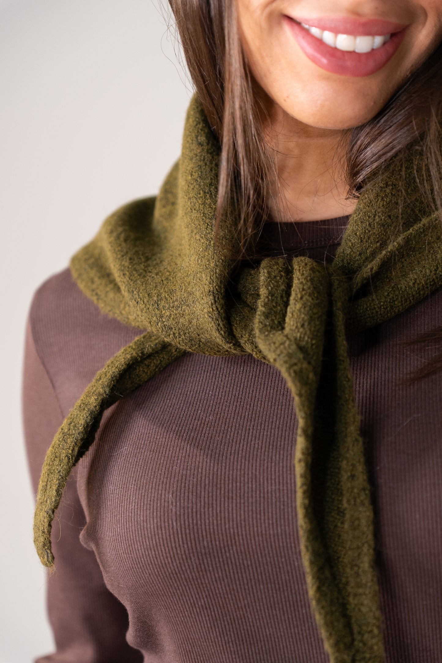 Ally Knit Neck Scarf In Khaki