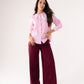 Ally Pinstripe Frill Collar Shirt In Pink