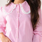 Ally Pinstripe Frill Collar Shirt In Pink