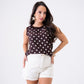 Ally Polka Dot Vest Top In Chocolate
