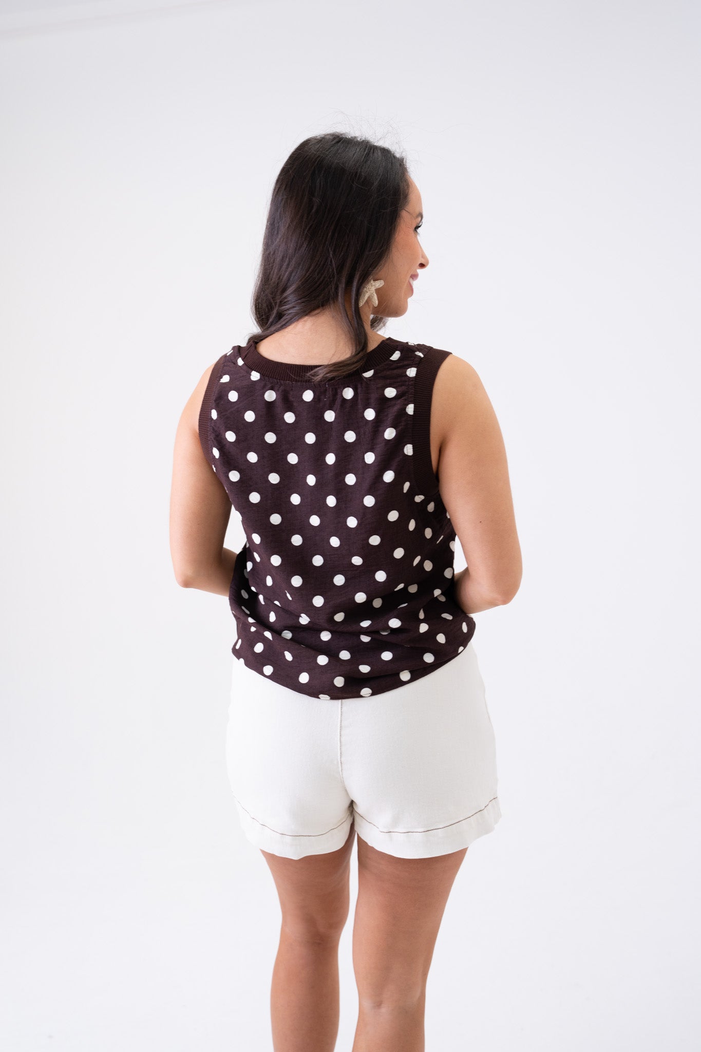 Ally Polka Dot Vest Top In Chocolate