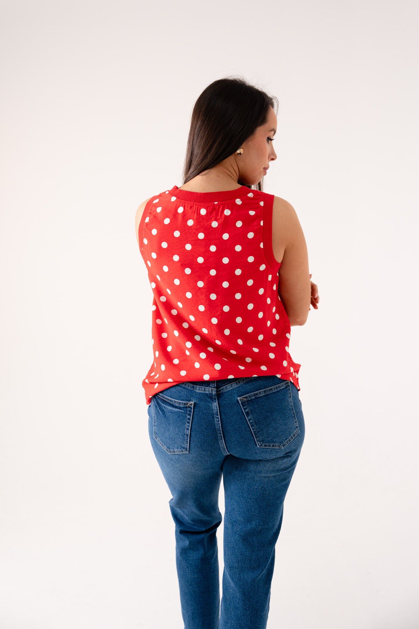 Ally Polka Dot Vest Top In Red