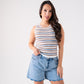 Ally Stripe Vest Top In Blue Mix