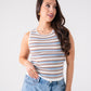Ally Stripe Vest Top In Blue Mix