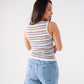 Ally Stripe Vest Top In Blue Mix