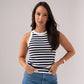 Ally Stripe Vest Top In Navy