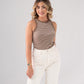 Ally Stripe Vest Top In Taupe