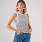 Ally Stripe Vest Top In White