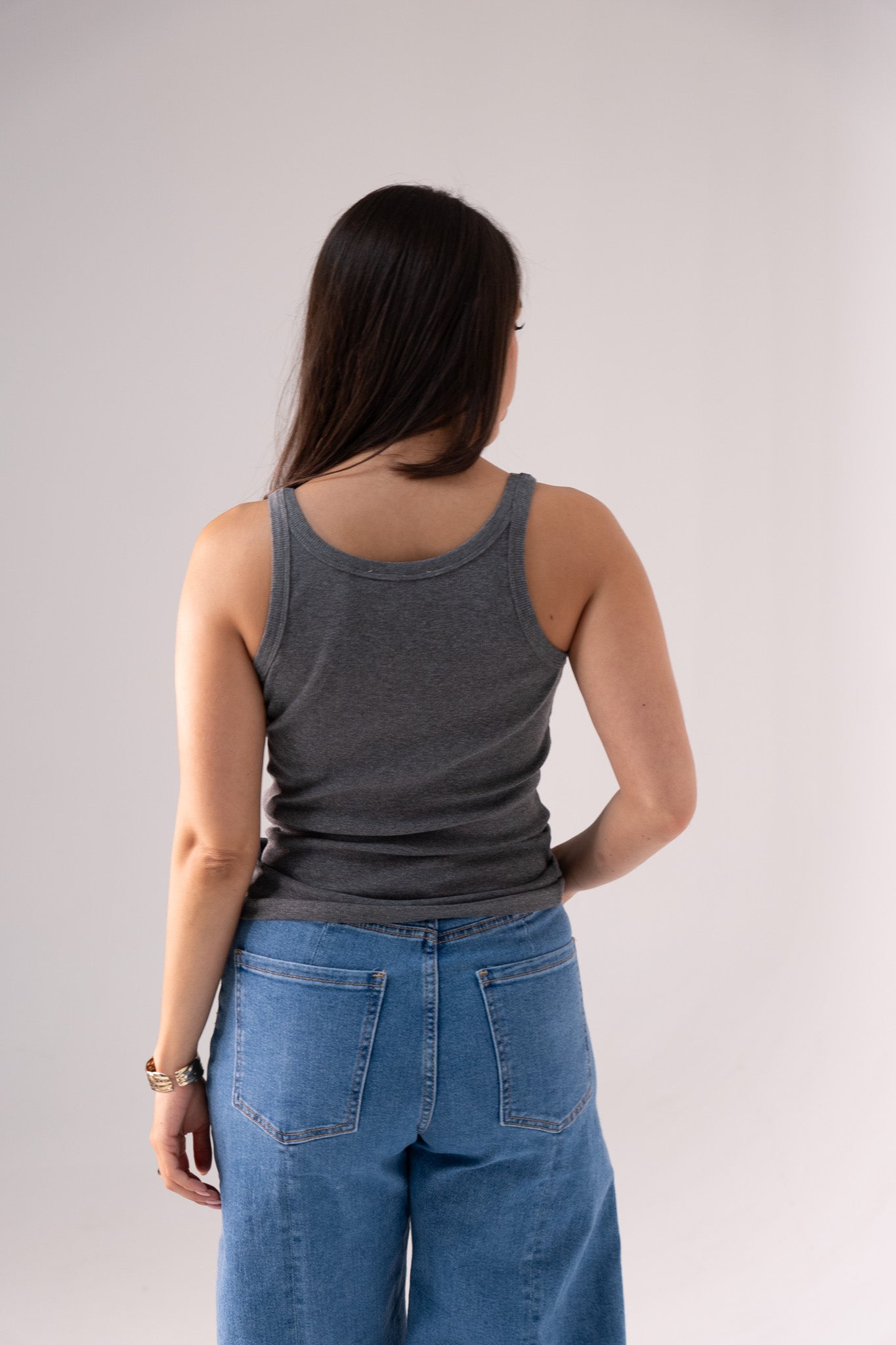 Ally Vest Top In Dark Grey