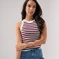 Ally Stripe Vest Top In Bordeaux
