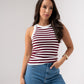 Ally Stripe Vest Top In Bordeaux