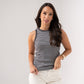 Ally Stripe Vest Top In Grey