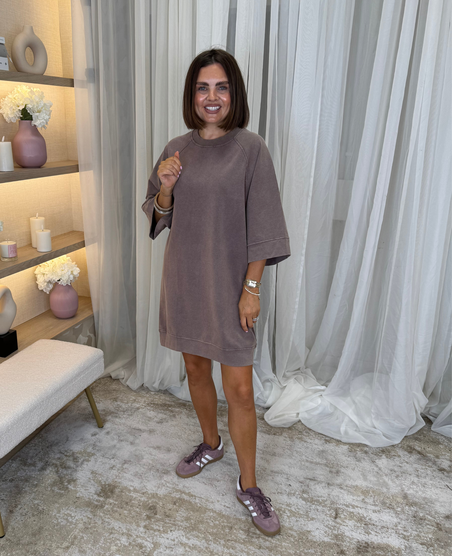 Kiera T-Shirt Dress In Chocolate