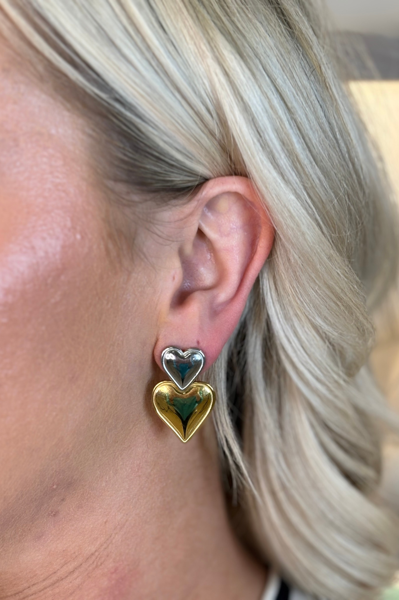 Mona Double Heart Earring In Multi