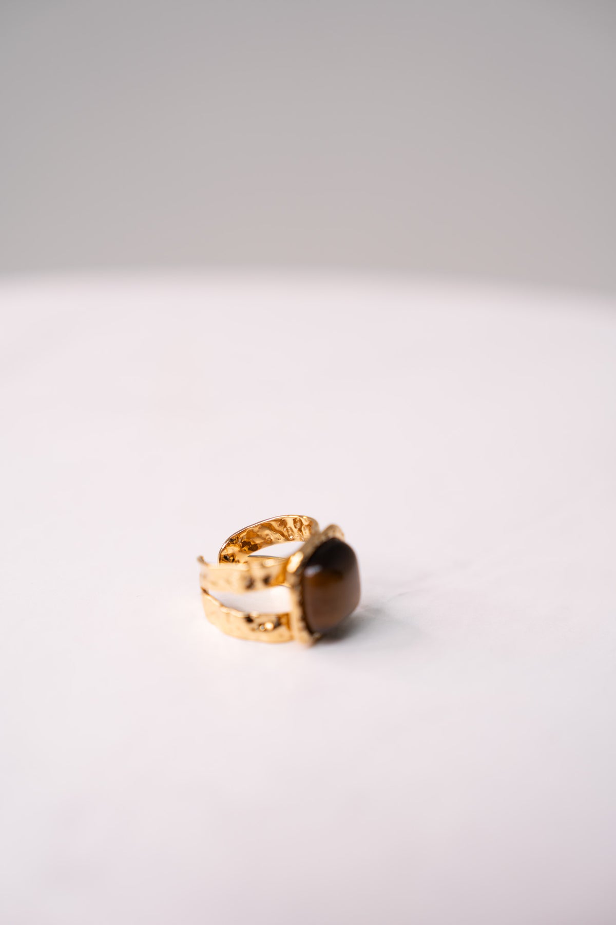 Olive Tigers Eye Ring In Gold