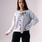 Belle Heart Button Cardigan In Grey