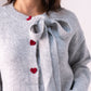 Belle Heart Button Cardigan In Grey