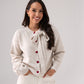 Belle Heart Button Cardigan In Neutral