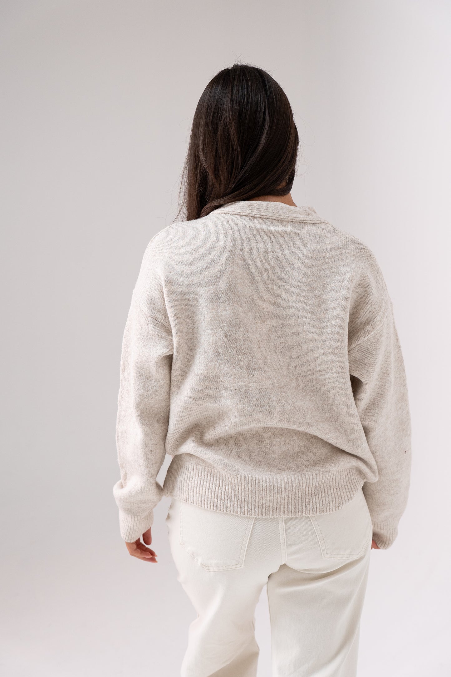 Belle Heart Button Cardigan In Neutral