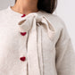 Belle Heart Button Cardigan In Neutral