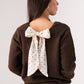 Belle Polka Dot Bow Jumper In Chocolate