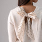 Belle Polka Dot Bow Jumper In Cream