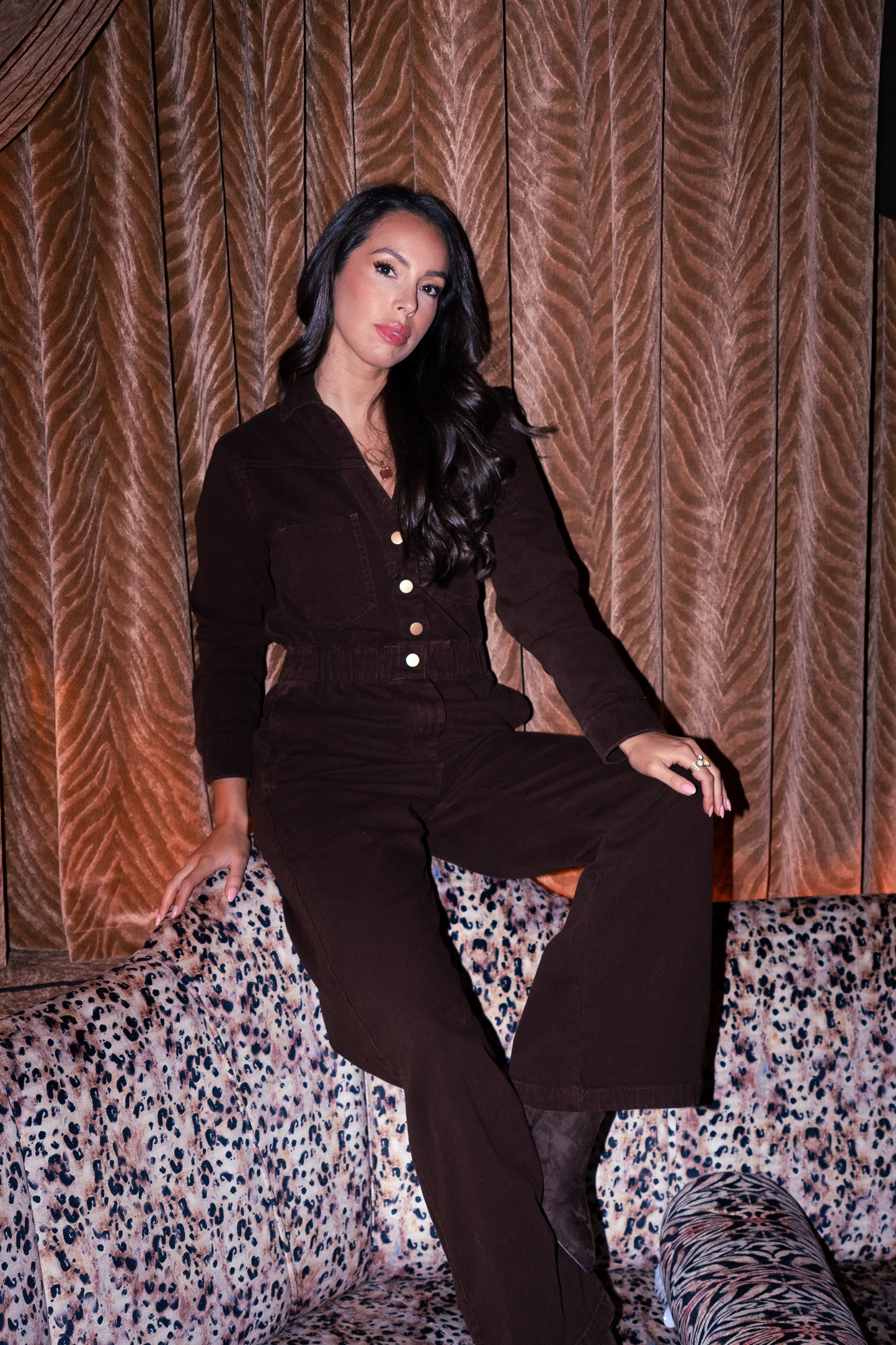 Love Laura Utility Jumpsuit In Chocolate