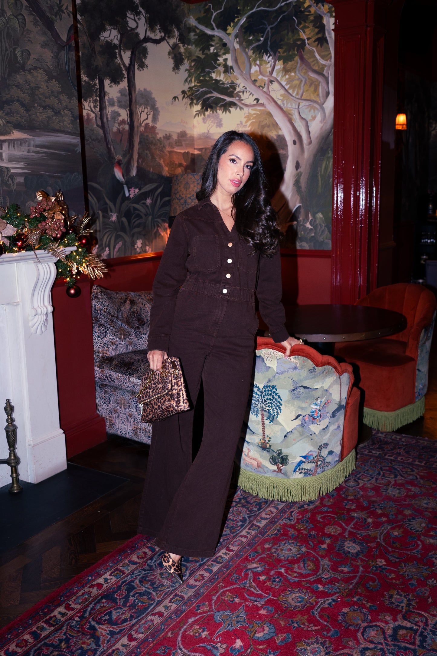 Love Laura Utility Jumpsuit In Chocolate