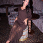 Love Laura Contrast Knit Dress In Chocolate