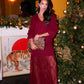 Love Laura Contrast Knit Dress In Burgundy