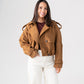 Caitlyn Faux Suede Jacket In Camel