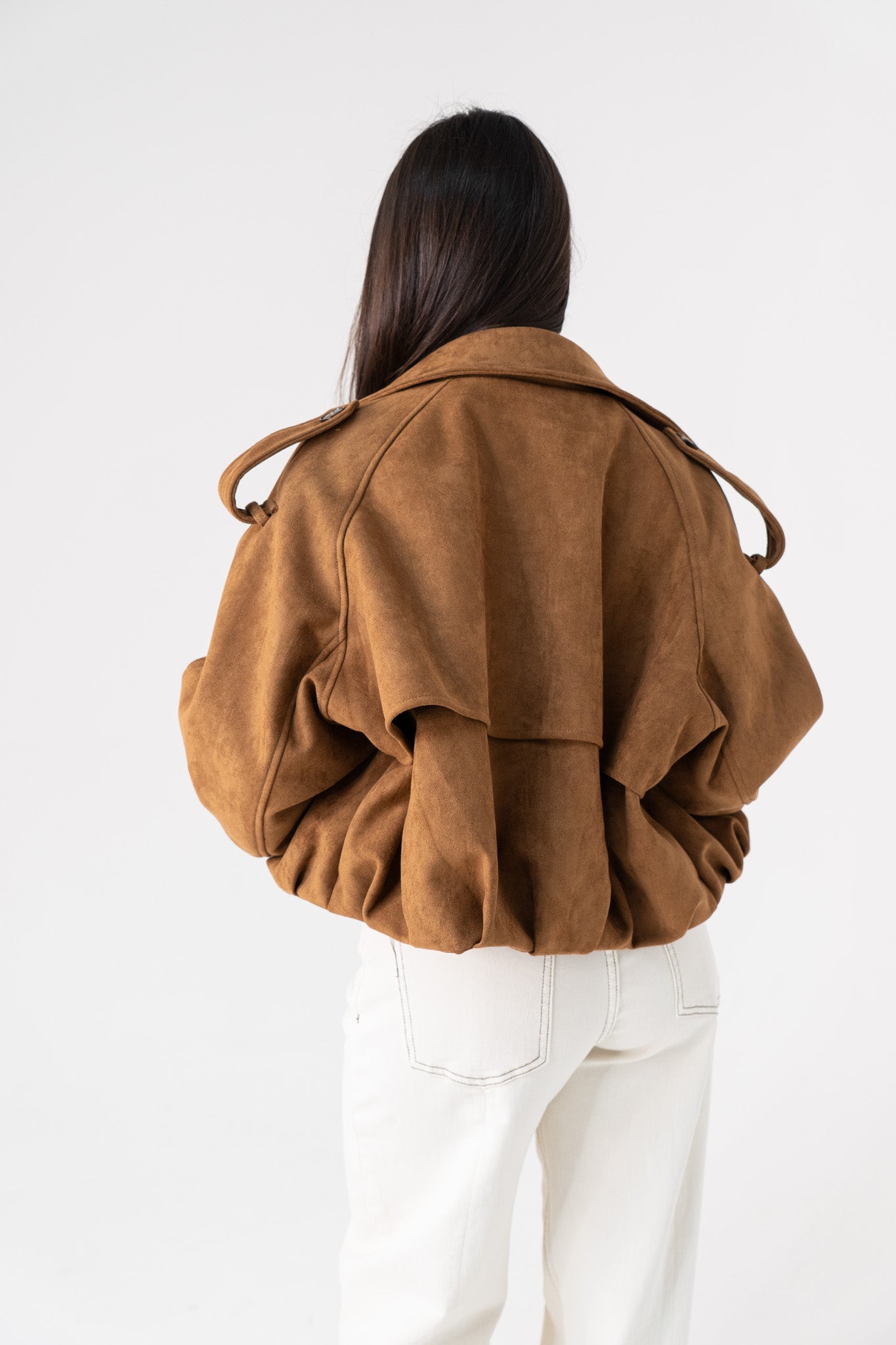 Caitlyn Faux Suede Jacket In Camel