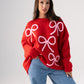 Caitlyn Bow Detail Jumper In Red