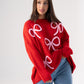 Caitlyn Bow Detail Jumper In Red
