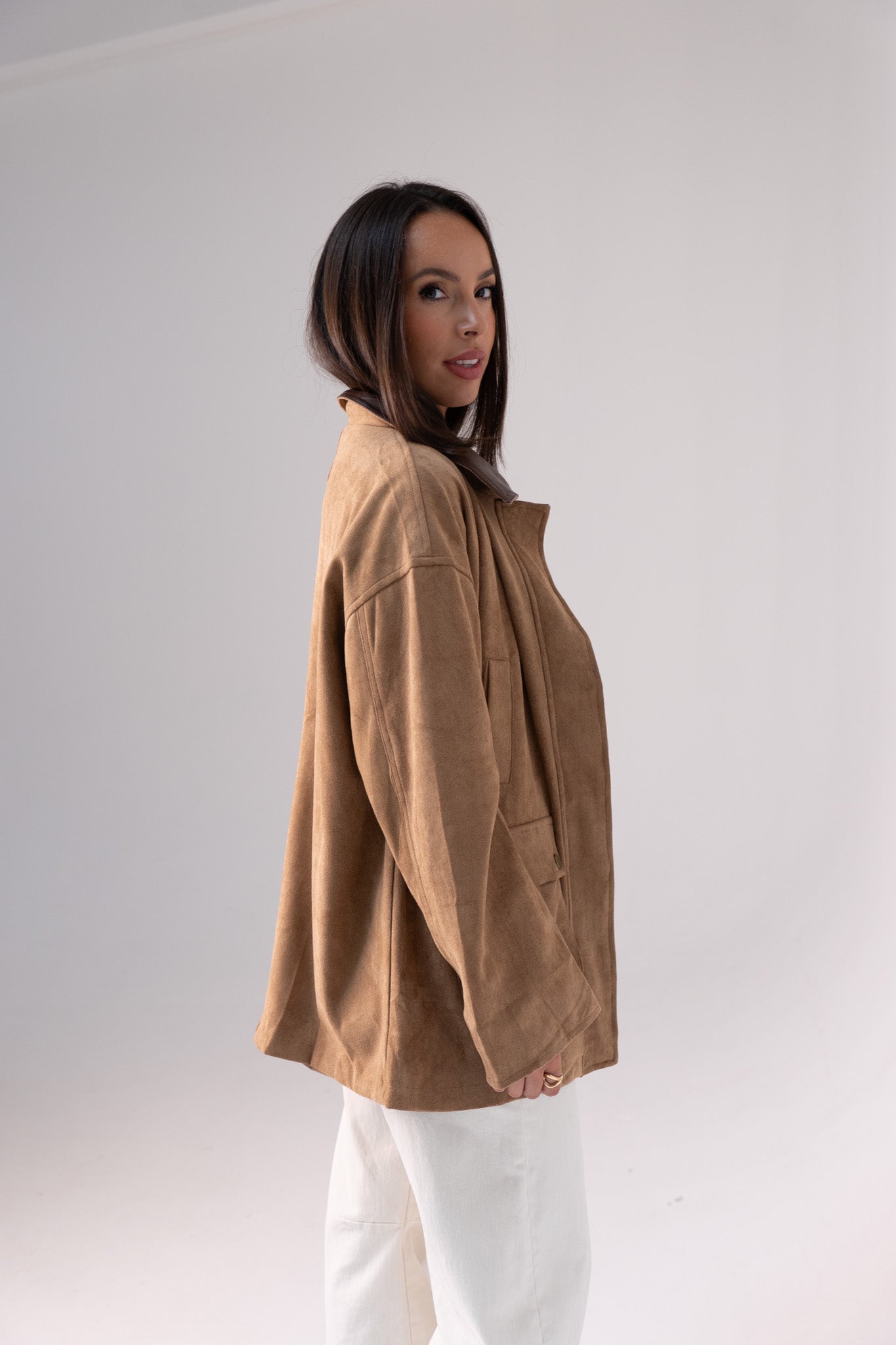 Caitlyn Check Detail Jacket In Camel