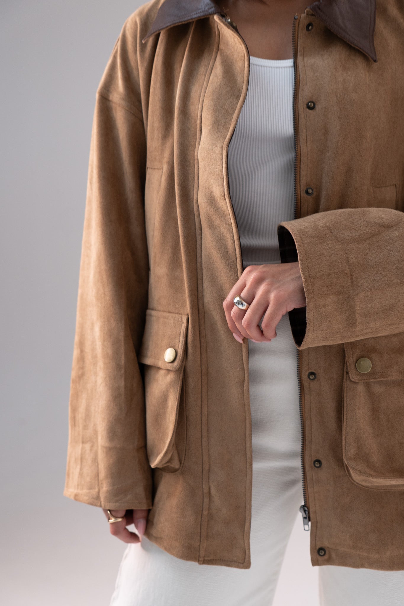 Caitlyn Check Detail Jacket In Camel