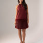 Caitlyn Faux Fur Trim Dress In Burgundy