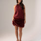 Caitlyn Faux Fur Trim Dress In Burgundy