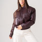 Caitlyn Faux Leather Bomber Jacket In Burgundy