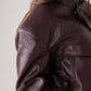 Caitlyn Faux Leather Bomber Jacket In Burgundy