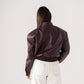 Caitlyn Faux Leather Bomber Jacket In Burgundy