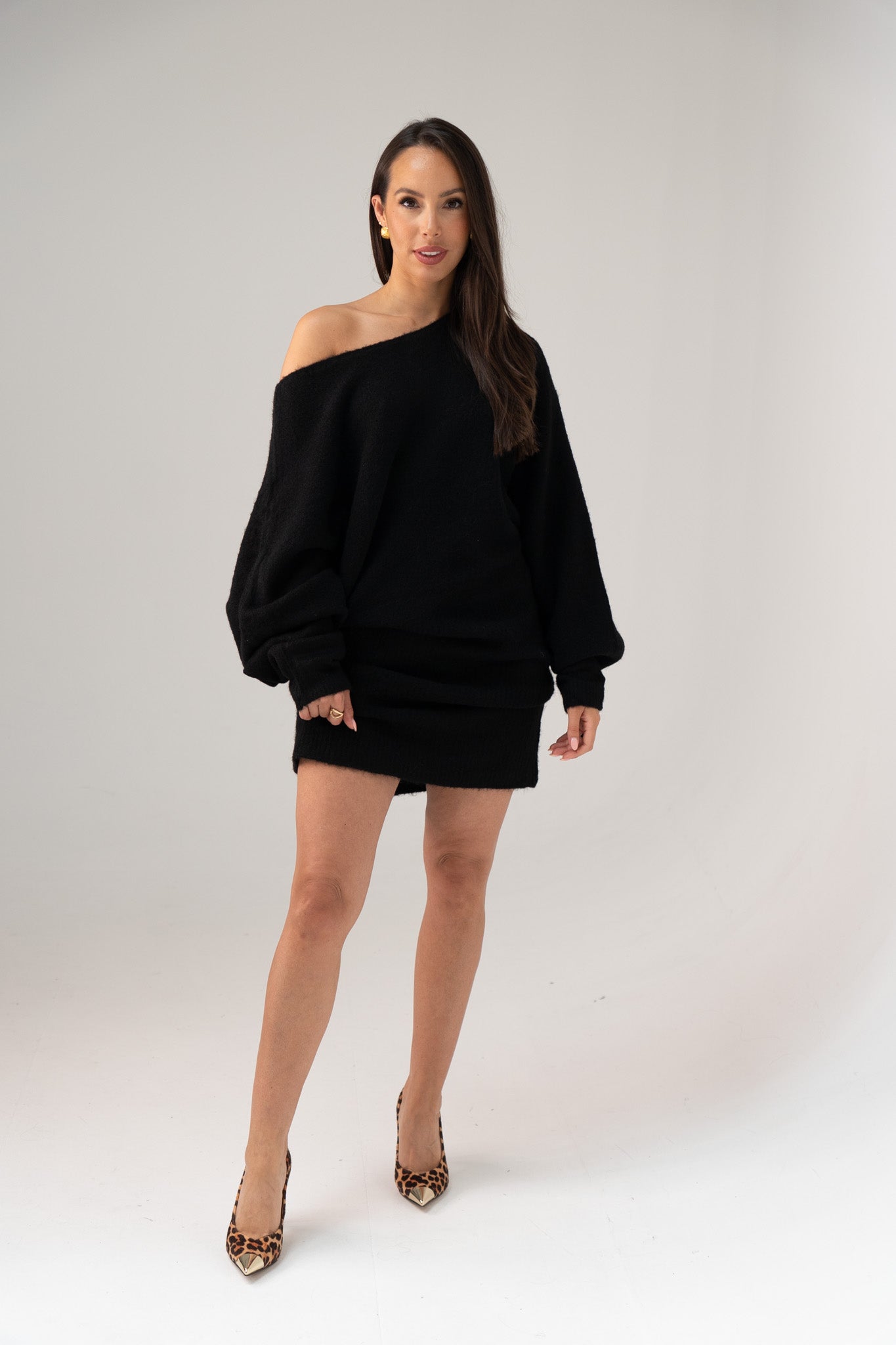 Caitlyn Longline Jumper In Black