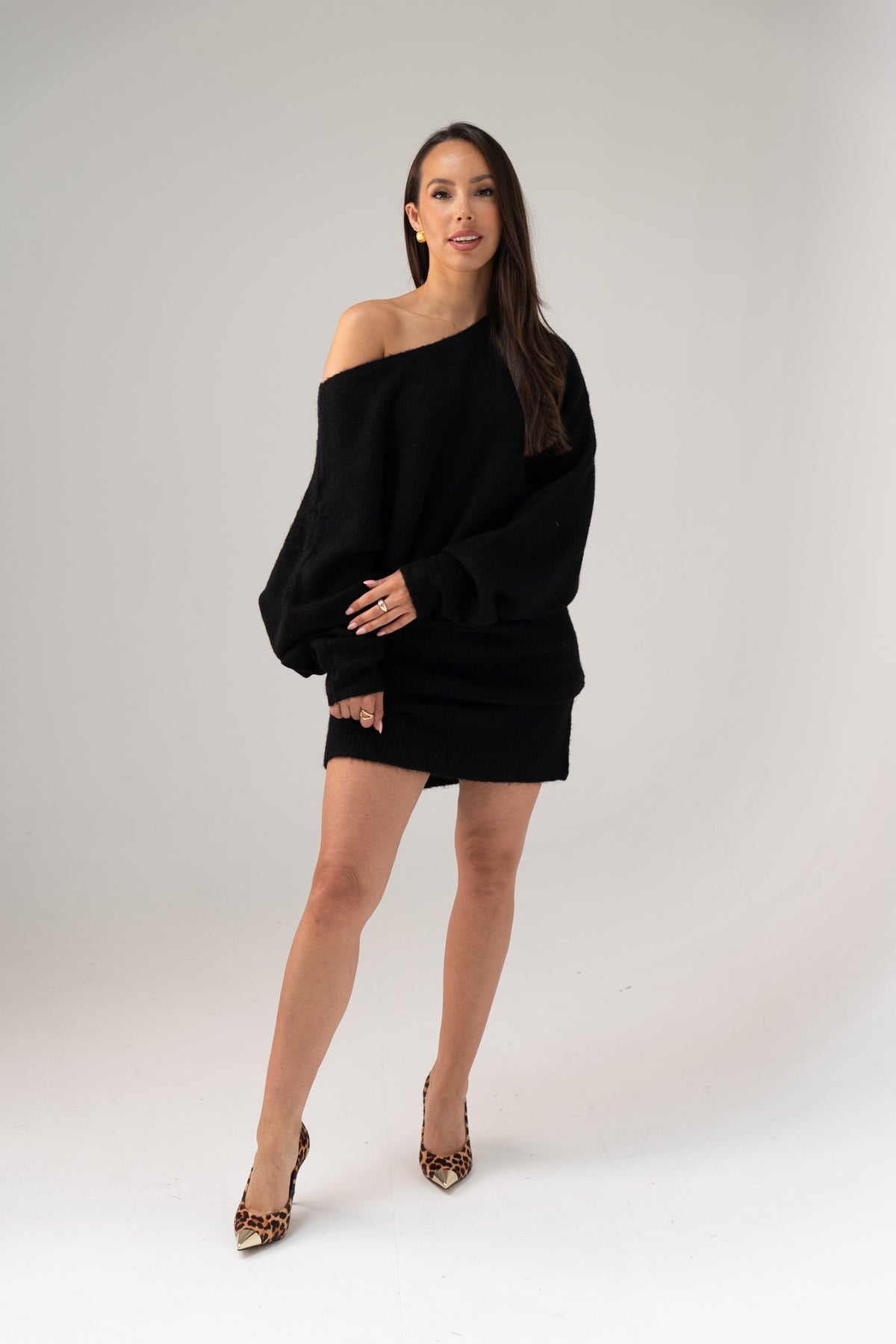 Caitlyn Longline Jumper In Black