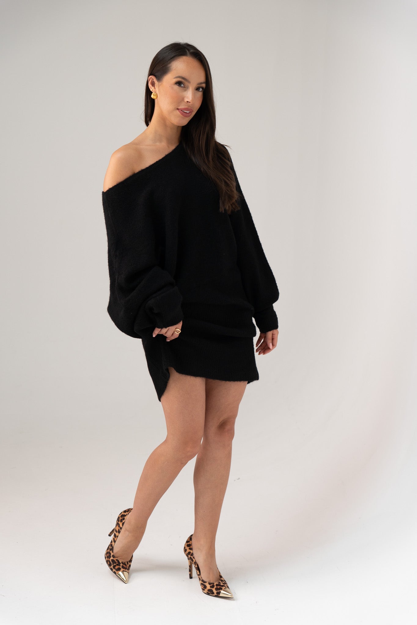 Caitlyn Longline Jumper In Black