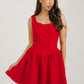 Caitlyn Pleated Skirt Dress In Red