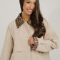 Caitlyn Leopard Contrast Trench Coat In Neutral