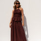 Caitlyn Linen Mix Two Piece In Chocolate