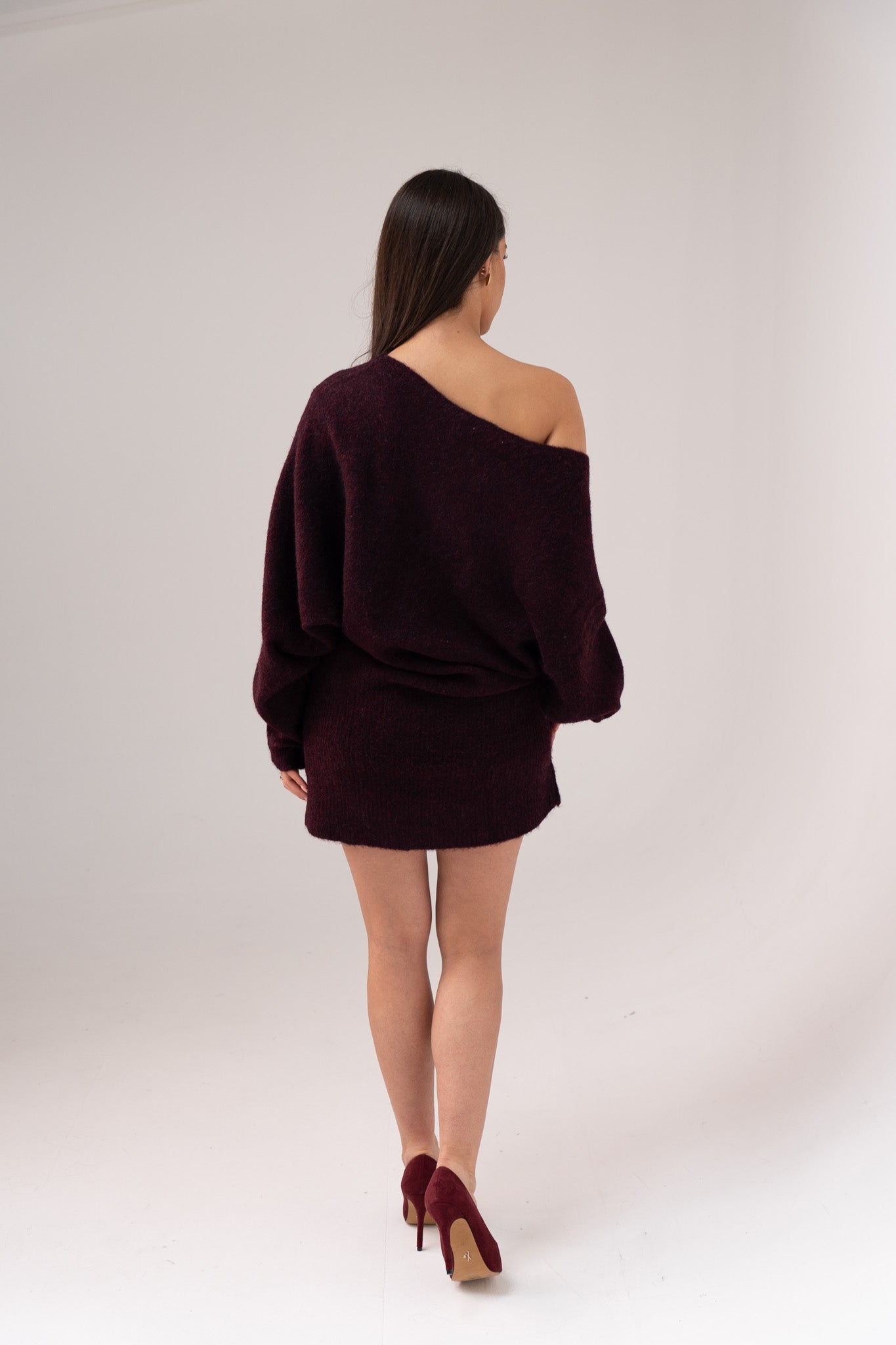 Caitlyn Longline Jumper In Burgundy